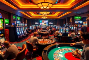 Experience the thrilling action at Zbet's casino with players betting big at vibrant tables.